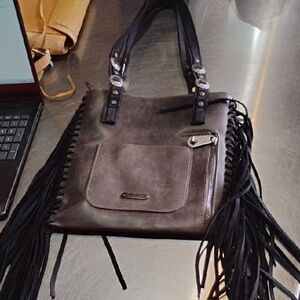 Fringe Black and Brown Women's Bag